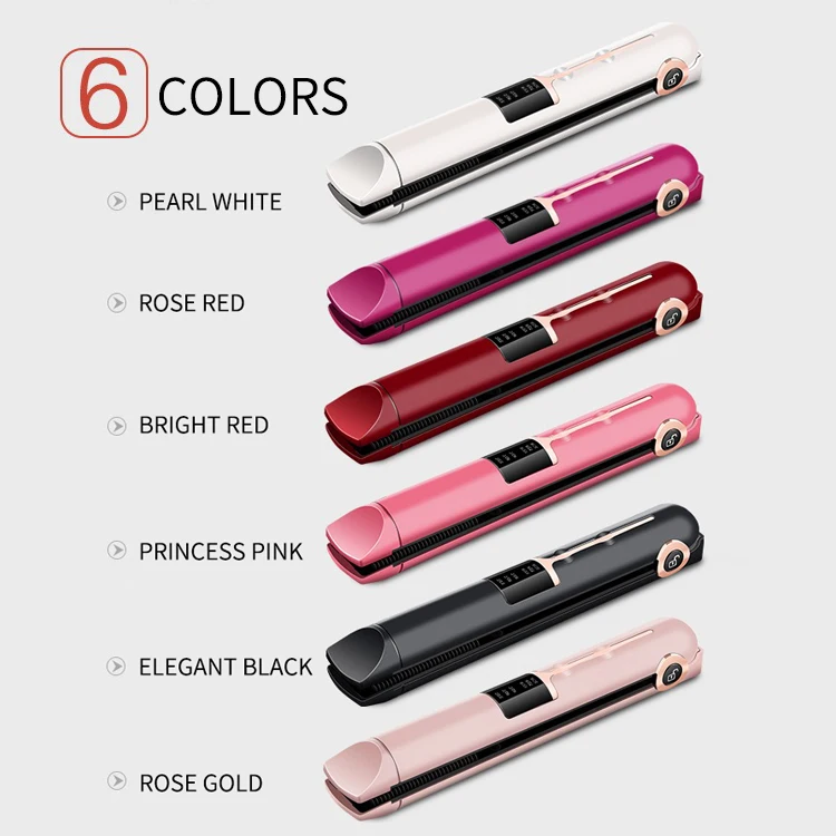 Professional Custom Cordless Hair Straightener Orange 450 Degrees Mini Flat Iron Bling Ceramic Plate Electric Battery Powered