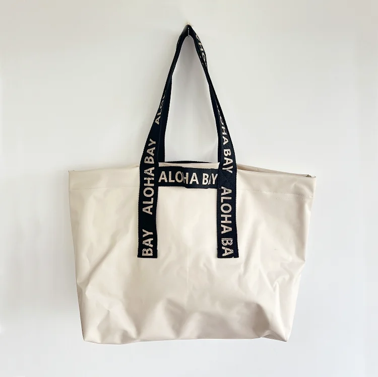 Custom Printed Nylon Tote Bag Reusable Extra Large Waterproof Shopping Bag Long Champ Fabric Womens Beach Tote Bag