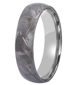 6mm Tizti Jewelry Genuine Muonionalusta Meteorite Inlay Titanium Sleeve Men's Wedding Band