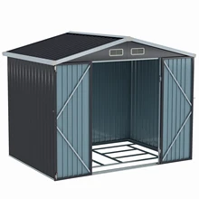 8x10ft Outdoor Waterproof Steel Metal Storage Shed Durable Tool Shed for Backyard Garden and House Tool Storage