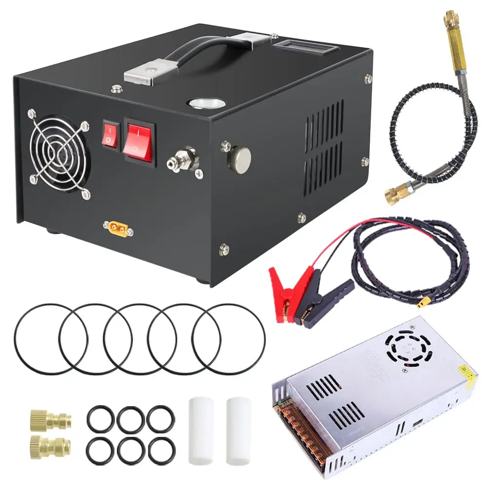 PCP Portable Air Compressor Powered by 110V/220V AC or 12V DC, Fan ...