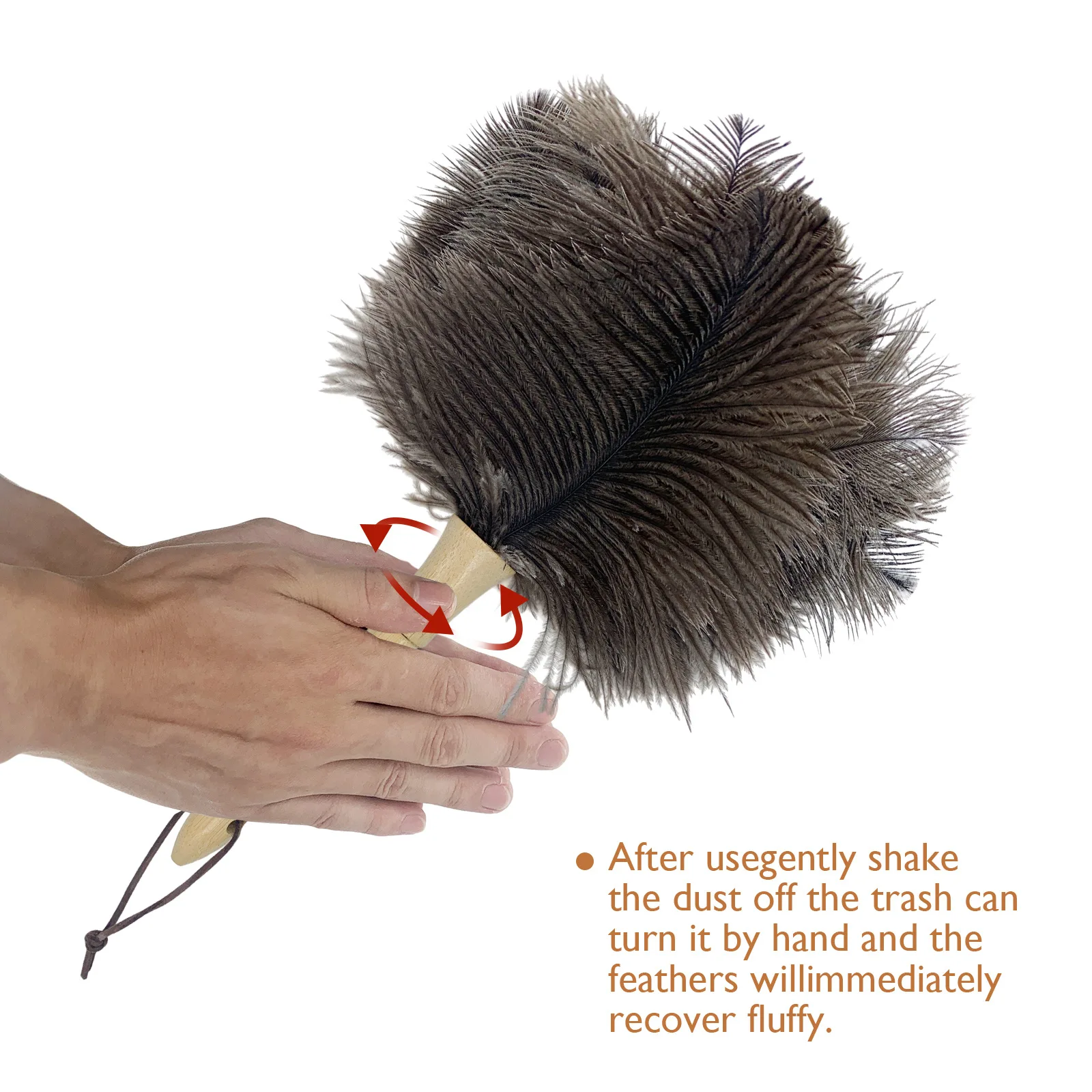 Natural Ostrich Feather Duster Wooden Handle Handmade Dust Brush For ...