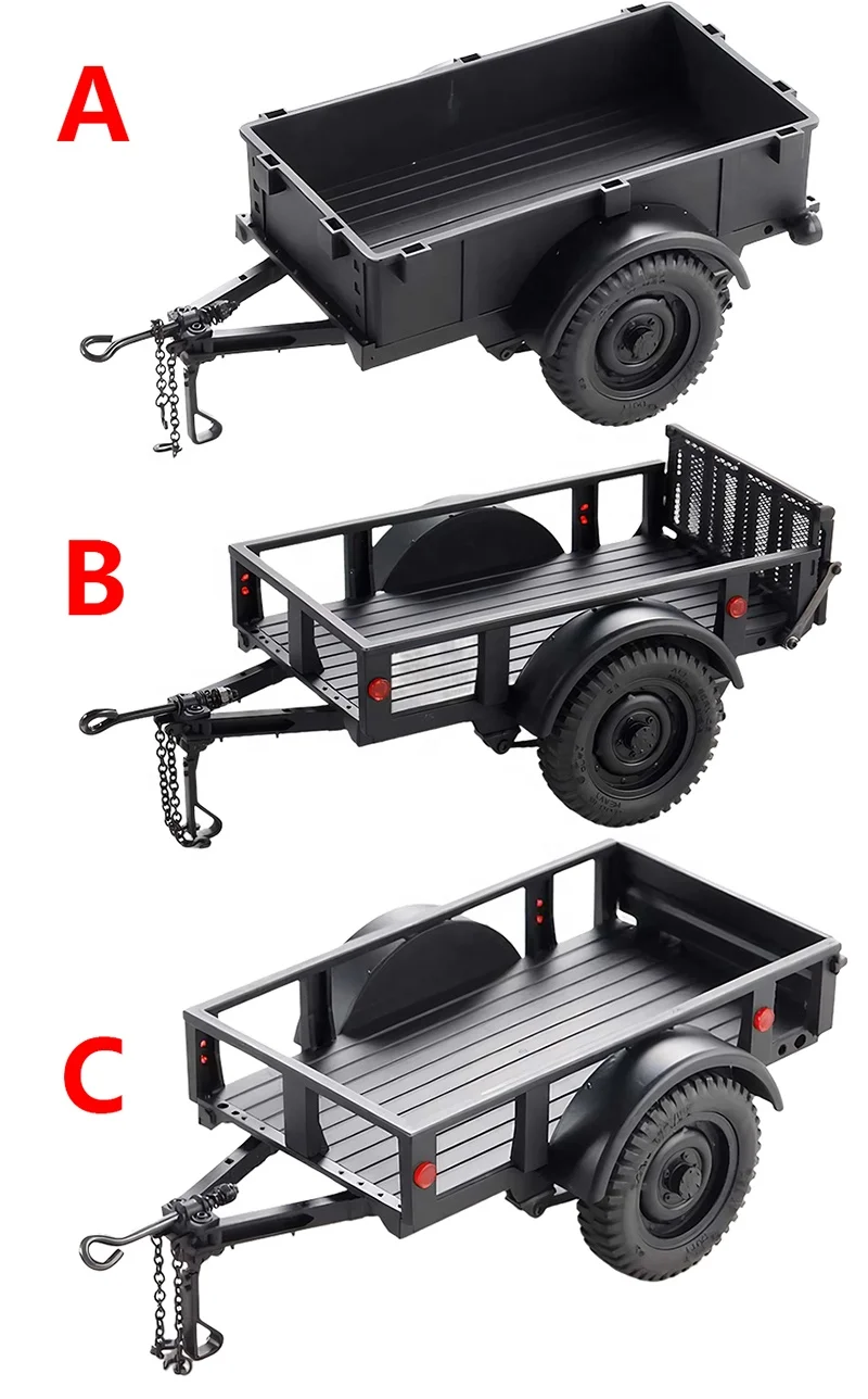 FCX18 Land Cruiser 80 Utility Trailer B Silver for RC Cars