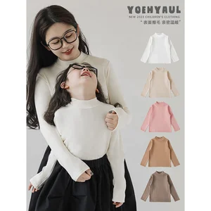 Autumn Long Sleeve T-shirt Solid Color Undershirt Baby Wholesale Kids Girls Clothing Turtleneck Base Layer Sweatshirt Top