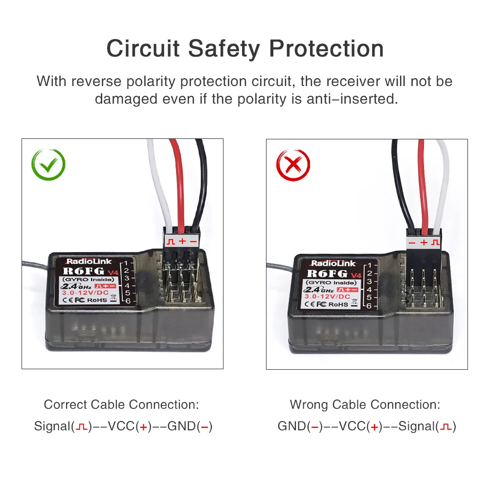 Radiolink 2.4ghz R6f 6 Channels Rc Receiver Long Distance Control For  Car/boat Surface Remote Controller Rc6gs V2 Rc4gs V2 - Buy Radiolink 2.4ghz  R6f