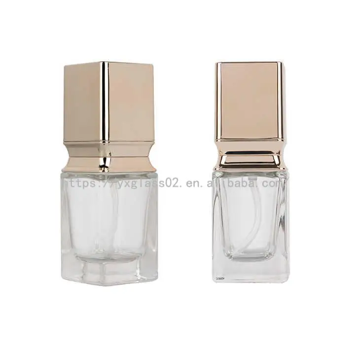 OEM 10ml15ml20ml50ml100ml flat shoulder rectangle essential oil/perfume empty glass bottle support custom cap color with reducer details