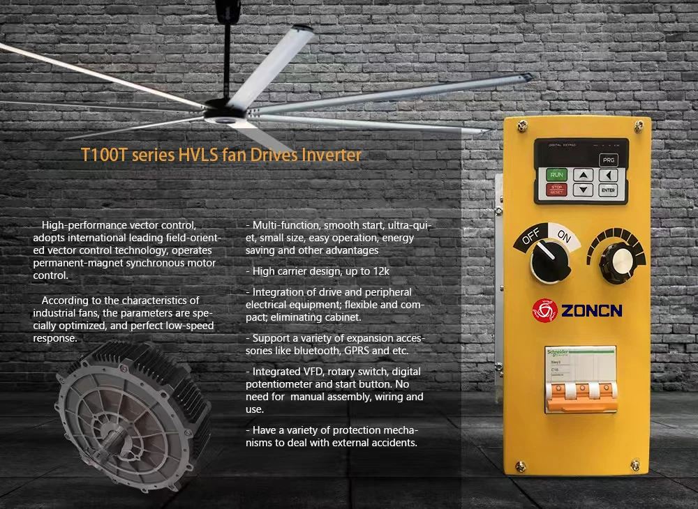 Hvls Controller Vfd 1.5KW 2.2KW HVLS Fan Drives Industrial Ceiling Fan Speed Controller VFD ...
