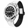 Sandblast Silver Case + Carbon Fiber Buckle White Nylon Strap