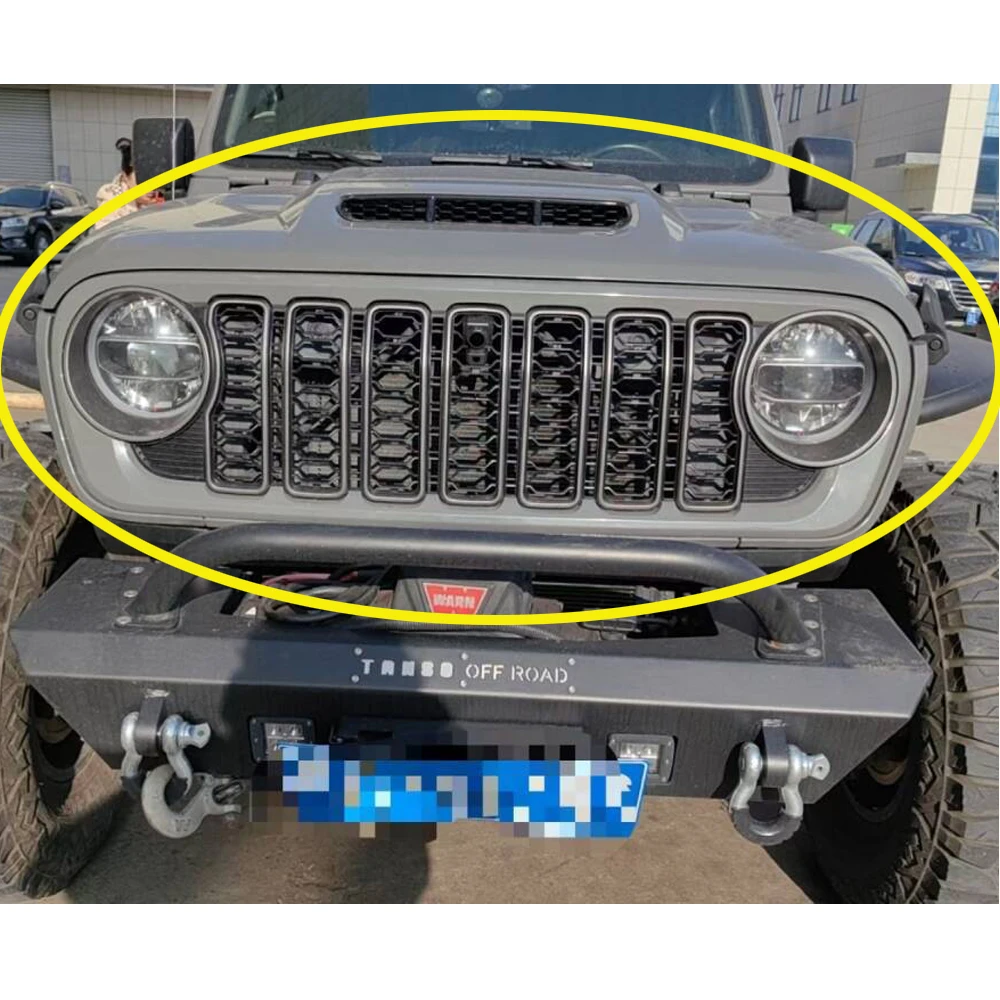 1 Piece Black Abs 2024 Facelift Grille Front Grill For Jeep Wrangler Jl ...