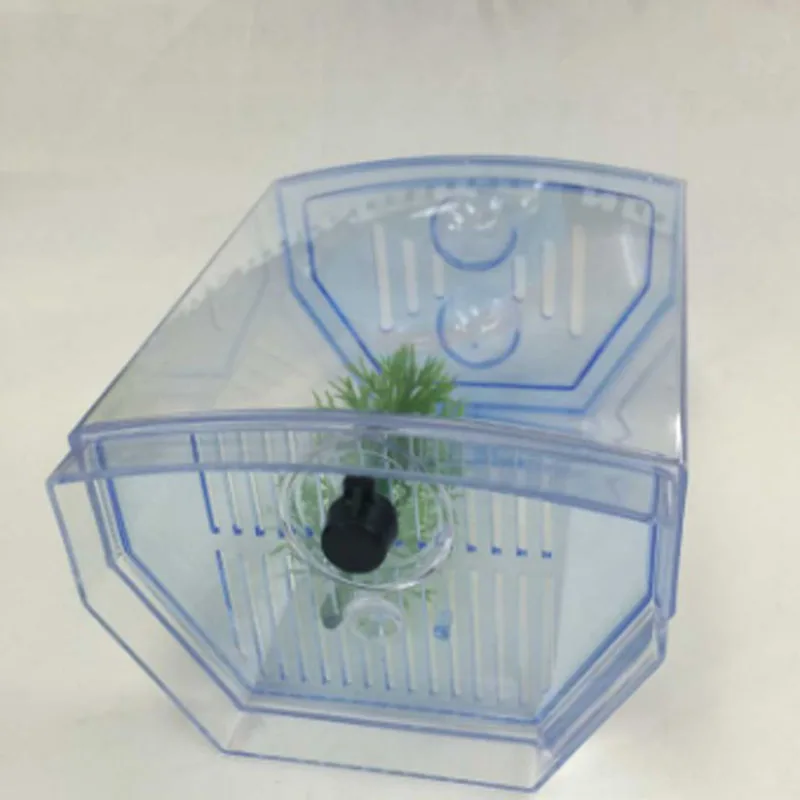 LED Light Aquarium Acrylic Three Splits Betta Fish Tank Triple Bow Fighting Isolation Hatch Breed Box Blue Purple