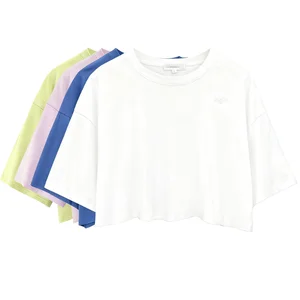 LYG 2026 New Design ODM Custom Logo High Quality Cotton Fashion Oversized  Women's Crop Top