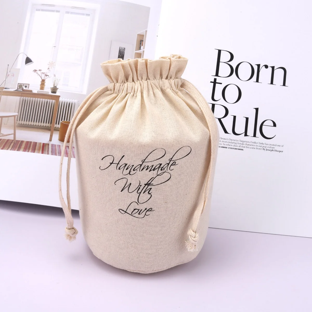 Ecofriendly Round Bottom Cotton Drawstring Candle Jar Packaging Dust