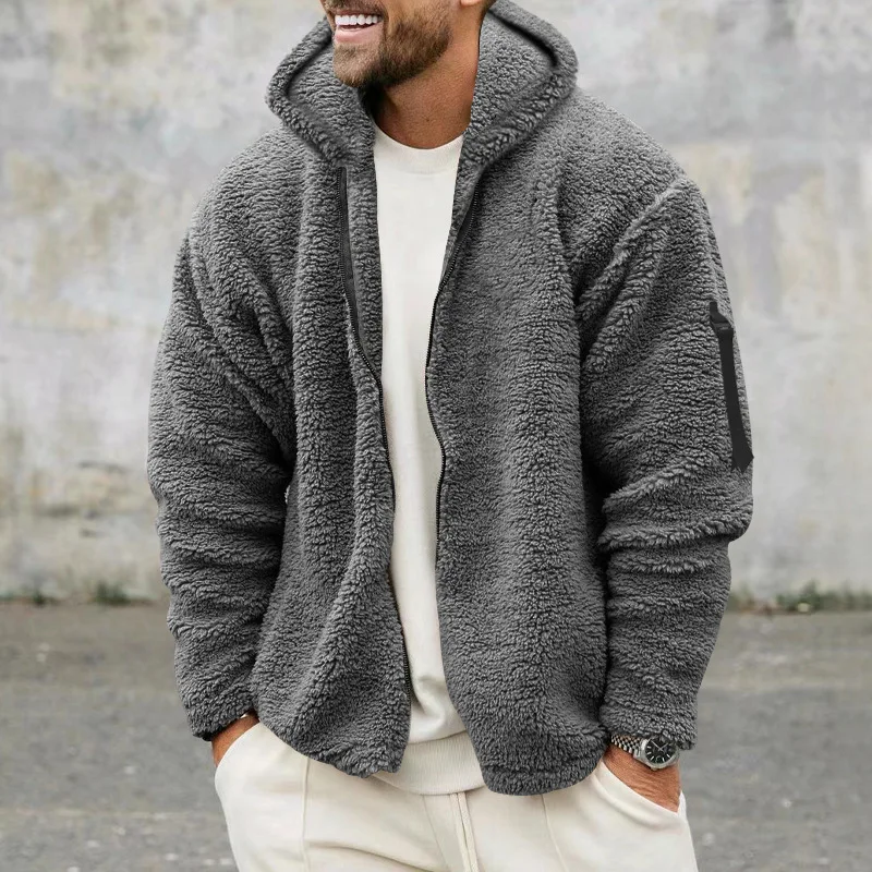 Mens Fleece Coat Winter Autumn Warm Long Sleeve Jacket