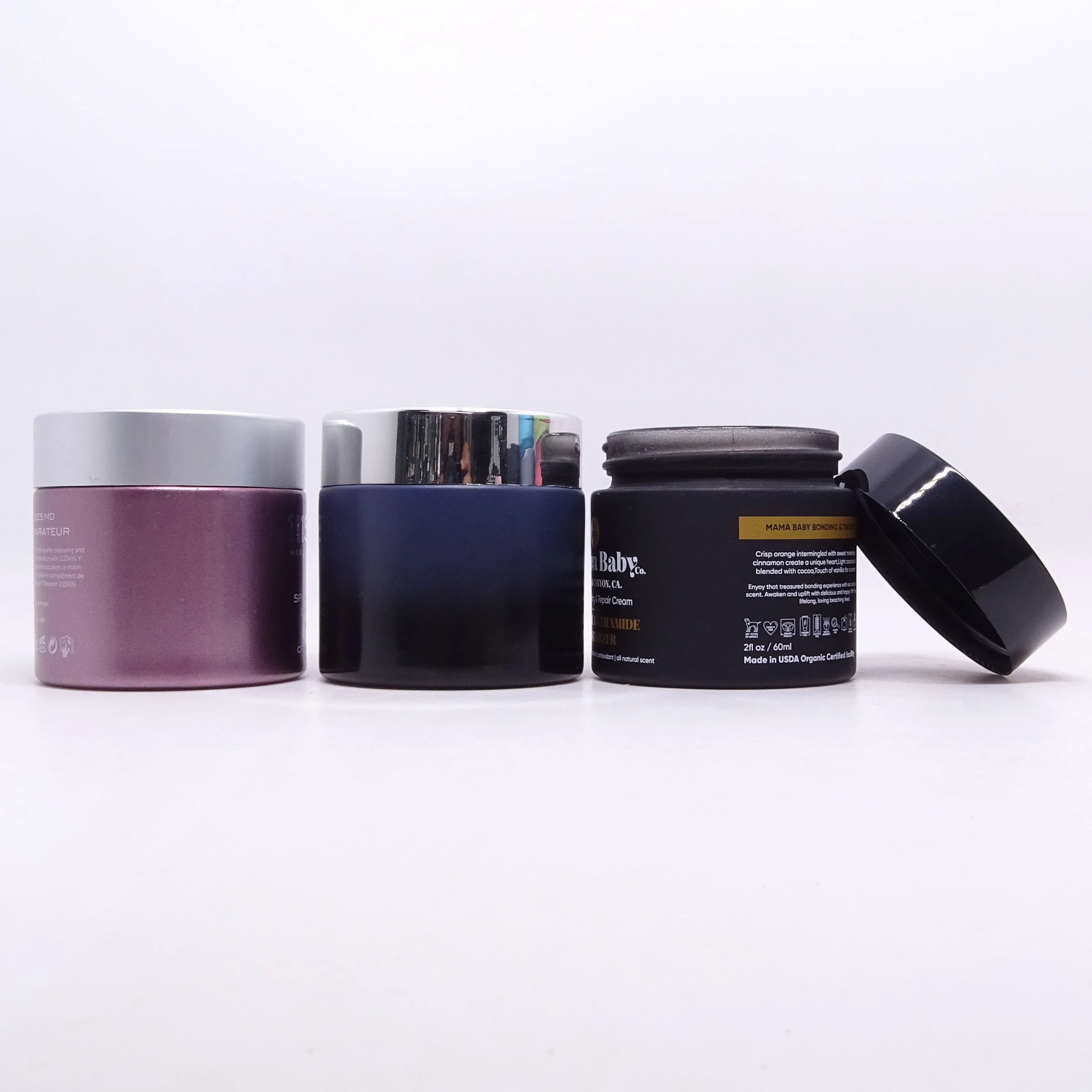 High quality 50g clear custom pink cosmetic glass jar beauty containers cream jar glass with white plastic lid
