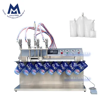 Semi automatic manual standup drink bag liquid detergent juice baby food spout pouch filling machine