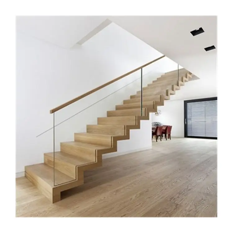 ACE Stairs Customized Double Beam Stairs With Glass Railing Marble Step Glass Staircase Design