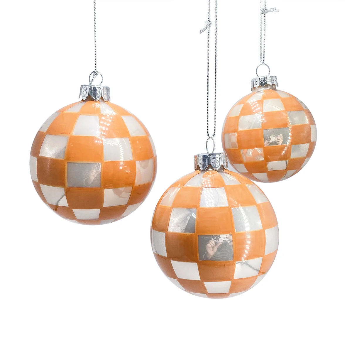 8cm checkered glass ball Xmas ornaments christmas baubles ball ornament decorative Glass Balls Christmas Tree Ornaments for sale manufacture