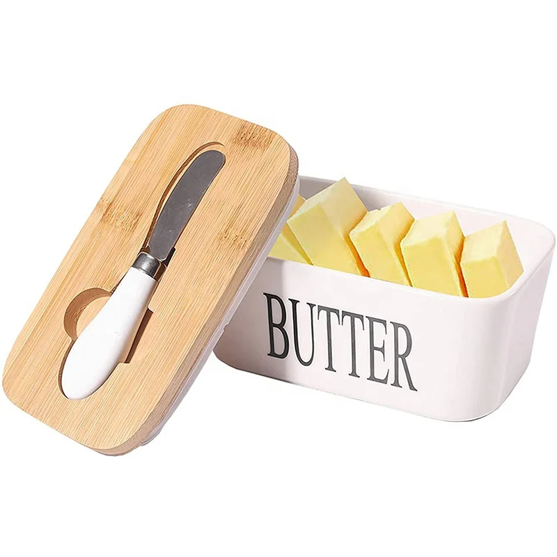 ceramics butter dish with lid,ceramic butter holder with knife