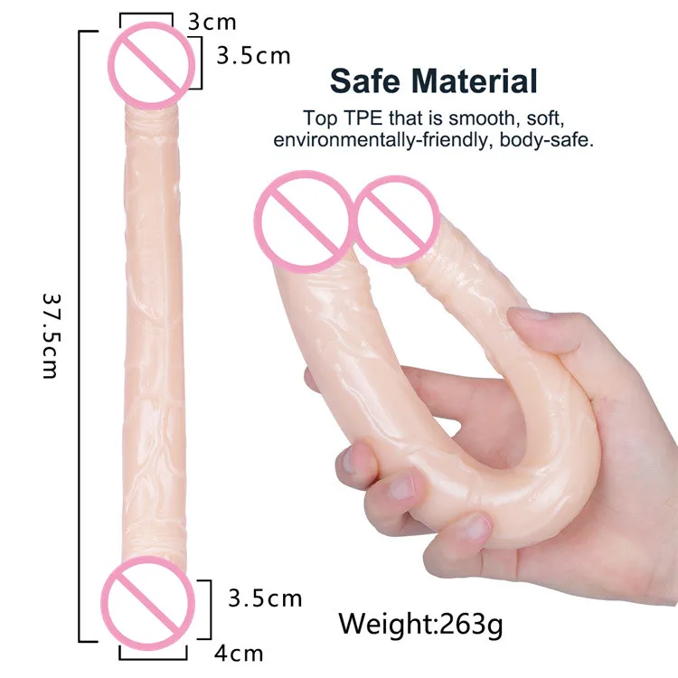 Hot Sale Realistic Double Headed Dildo Sex Toys Soft Long Double Ended Dildo for Lesbian