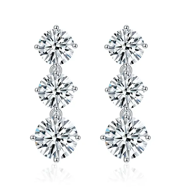 Ruizuan Moissanite Diamond Tassel Stud Earrings Fashion Jewelry Ladies 925 Silver Earrings