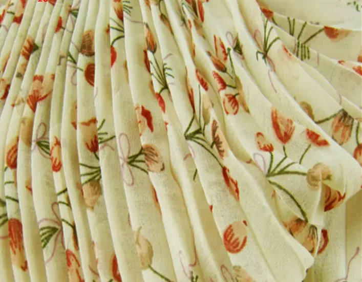 Индивидуальный дизайн 100% полиэстер имитация высокой твист креп шелк плиссированная шифоновая ткань для платья детская ткань юбка