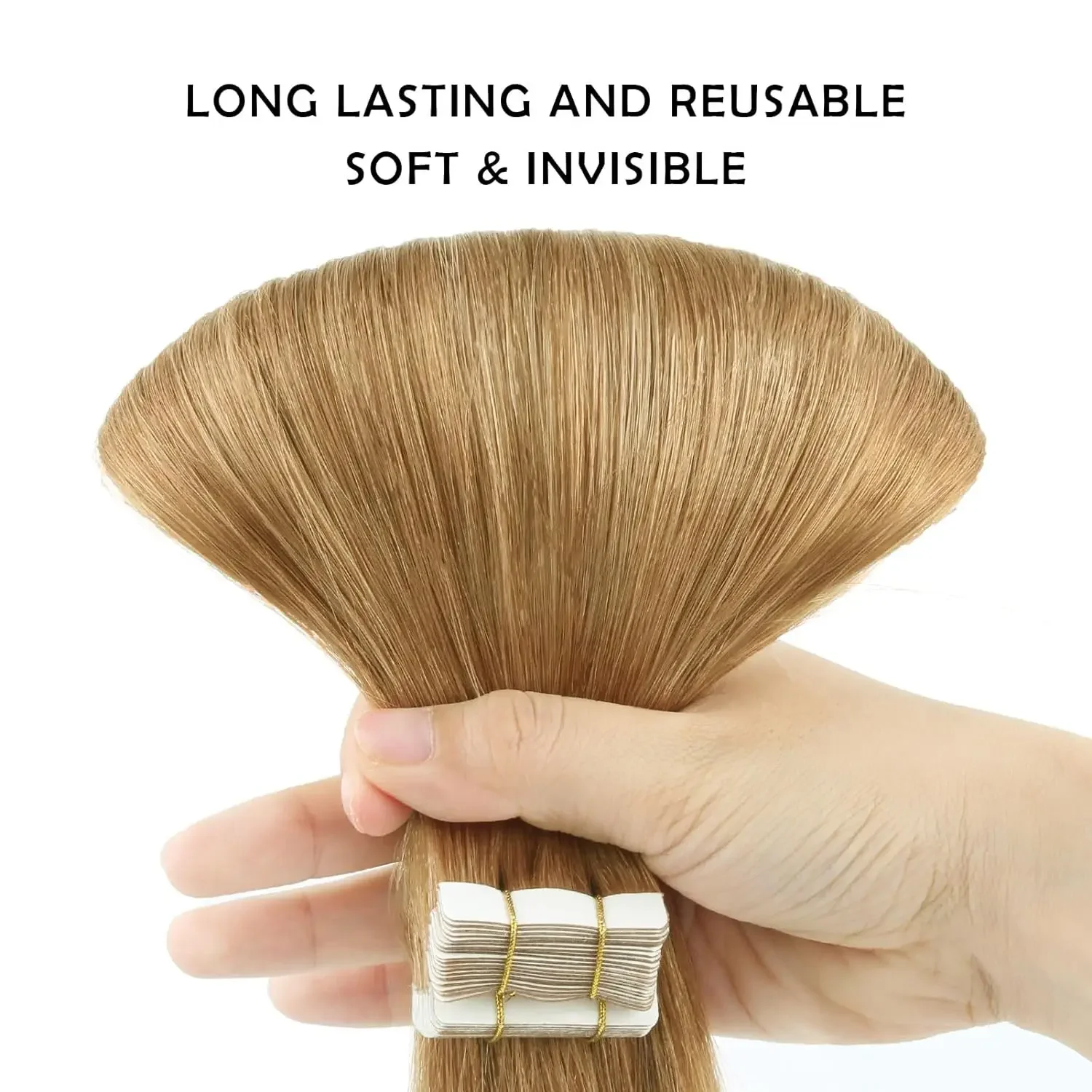 26 Zoll Tape in Haarverlängerungen 100 % Echthaar Natürliches schwarzes glattes Remy-Haar_voghion.com