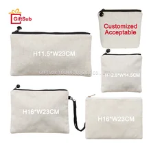 New Heat Press Sublimation DIY Funny Design Linen Cosmetic Bags Makeup Storage Handbag Blank Zipper Pencil Bag Pouch