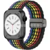 Boucle magnétique en métal rayée arc-en-ciel noir