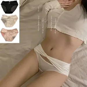 Bowknot Floral G-String Thong Underwear for Women Semi-Transparent Panty with Hollow Out Design