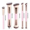 5 brochas de maquillaje de doble cabezal - rosa