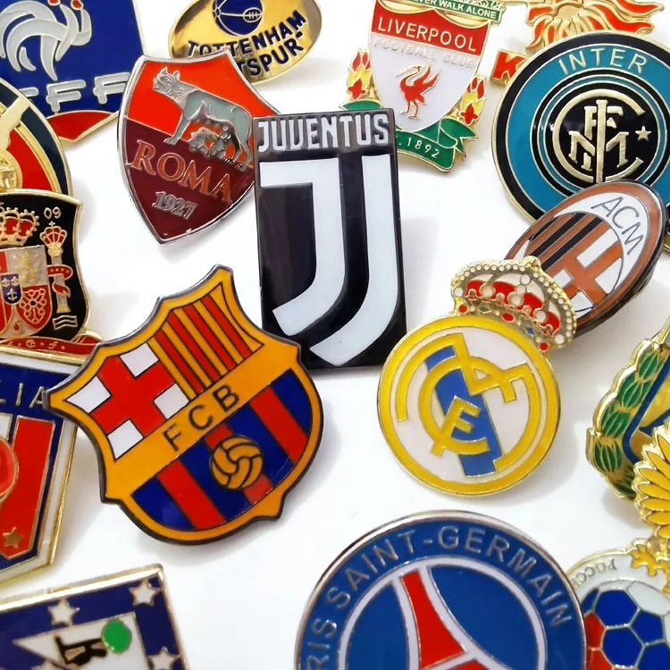 Metal Soft Enamel Lapel Pins European Cup Club Gifts Football Pins ...