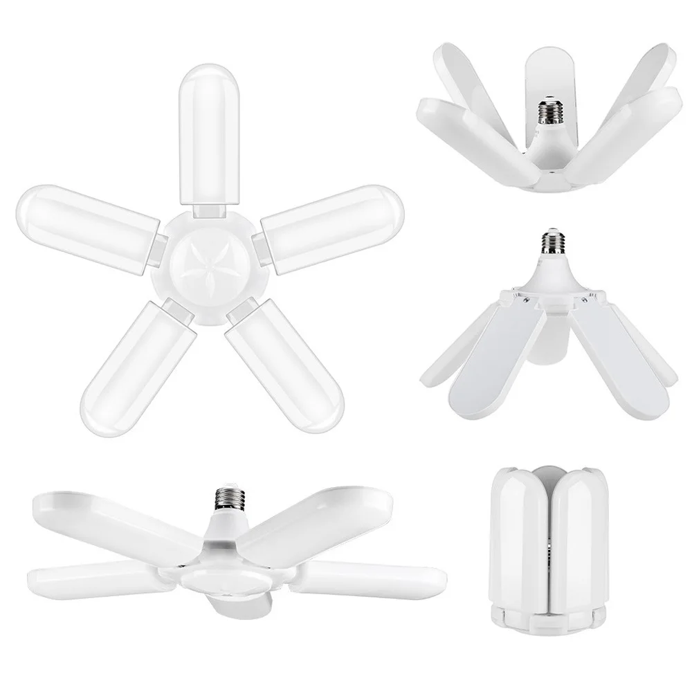 28W Deformable Fan Shape High Bright LED Bulb in White - A powerful and efficient LED lighting solution for home and commercial use. Package contains 1 LED bulb made of durable plastic with built-in protection against overcharge, short circuits, and over-temperature. Ideal for indoor lighting in homes, hotels, offices, hospitals, schools, factories, and more