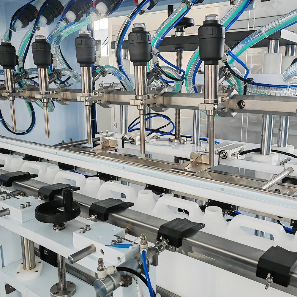 GREPACK OEM ODM Fully Automatic Gravity Linear Chlorine Containing Corrosive Liquid Filler Toilet Cleaner Filling Machine