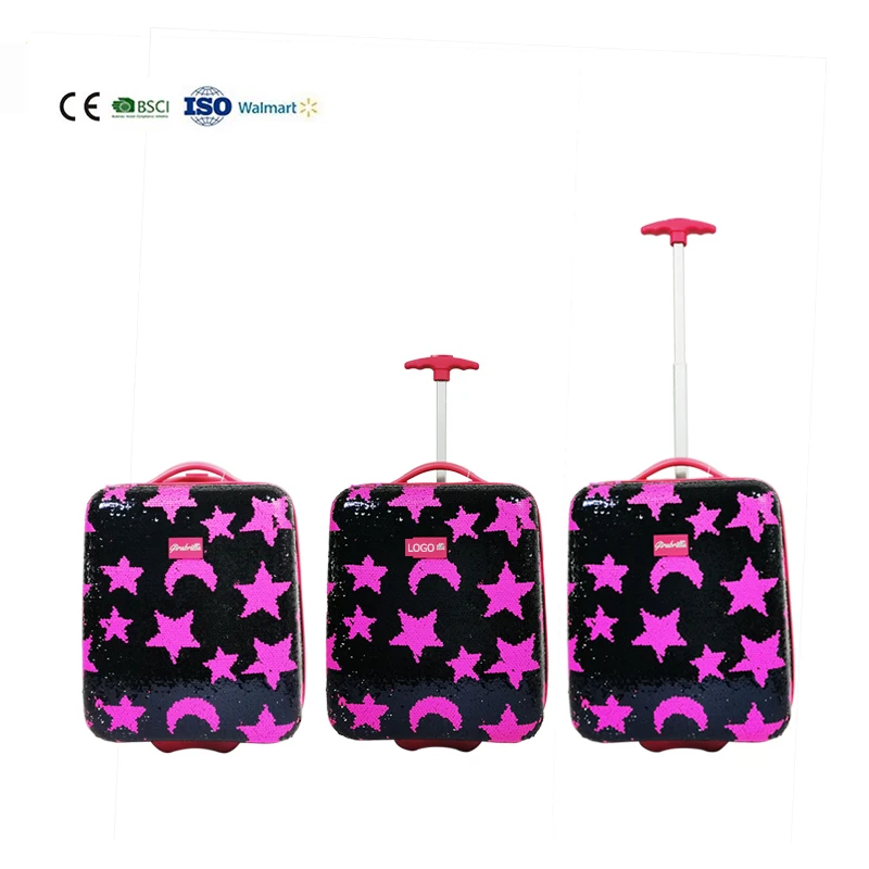 Unique Double Reverse Sequins Bling Design Magic Reversible Sequins 18 Inch Traveling Luggage Suitcase for Woman and Kids