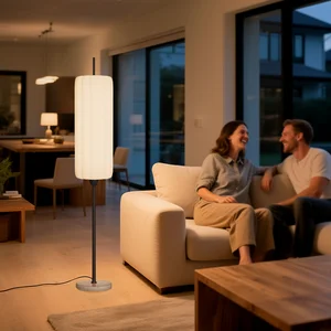 Customizable LED Floor Lamp with 3 Light Modes Eco Friendly PE Shade & Metal Pole for European American Living Room
