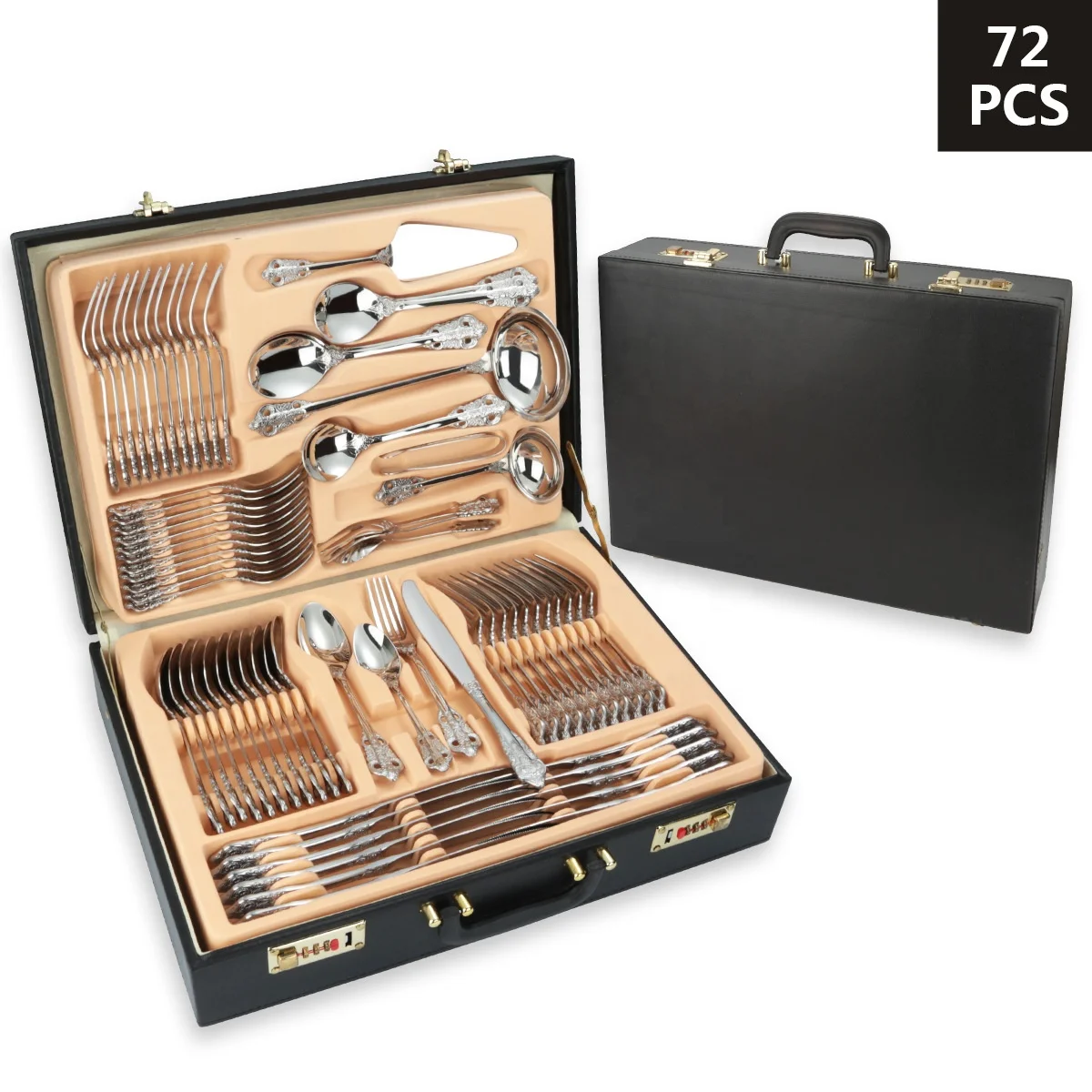 Ménagère Fischner 71 Pièces – Couverts Métal Argenté Avec Coffret En Bois