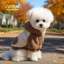 Autumn Winter Warm Fleece Pet Clothes Dog Apparel Comfortable Cute Dog Hoodies With Leash Hole