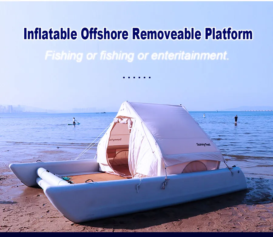 Inflatable Offshore Platform With Tent Fishing 5m Length 3.3m Width