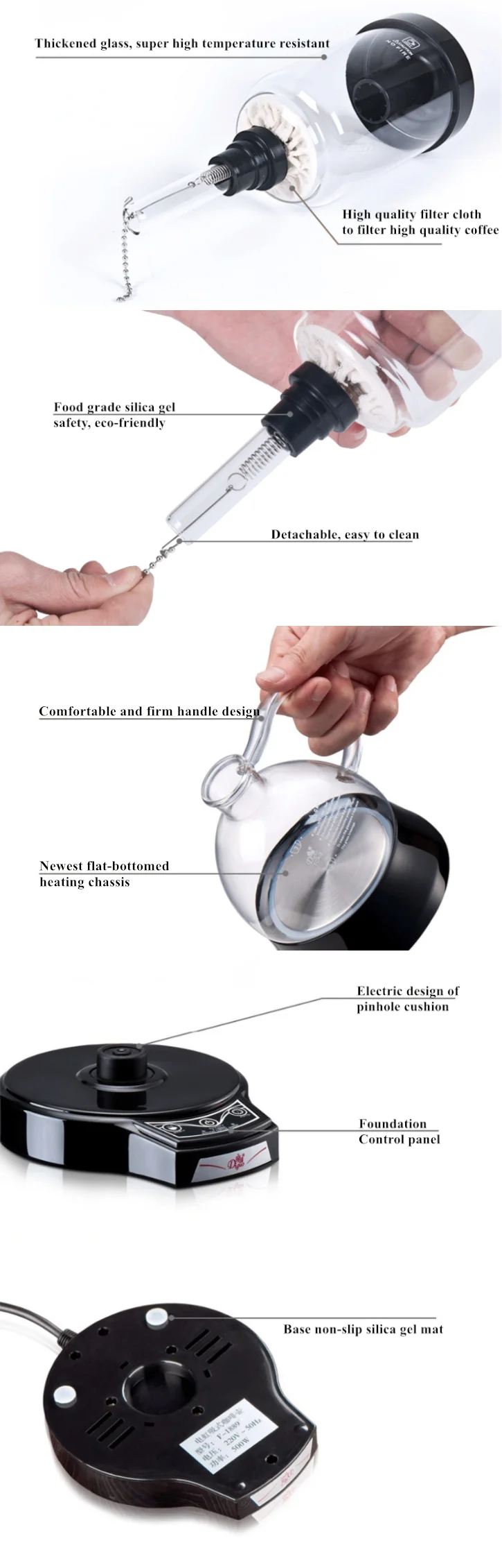 Arriart Stainless Steel Syphon Coffee Maker Electric Siphon Coffee