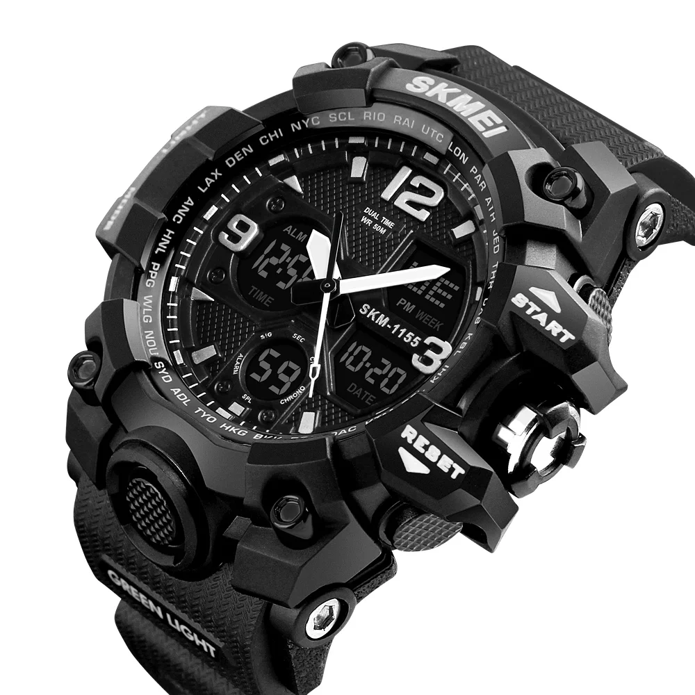 Sports Watch Large Dial 12/24 Hours Switch WR50M Waterproof Men Sports  Digital Wristwatch for Outdoor