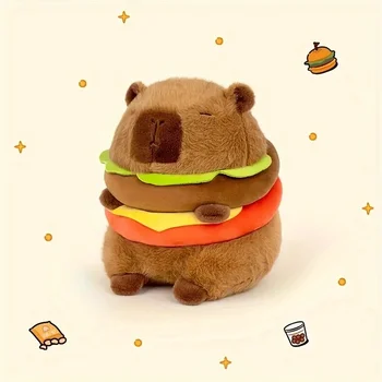 Capybara Hamburger Fluffty Toy Cute Kawaii Simulation Anime Stuffed Animal Soft Doll for Kids PP Cotton Filling Christmas Gift