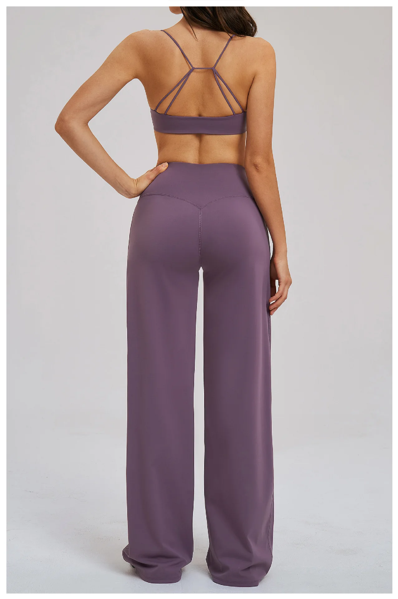 Style Brushed Solid for Yoga Suit Cross Waist Sports Wide Leg Fitness Outdoor Running Wo preview