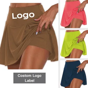 Custom Logo Print Summer Women's Casual Sports Short Skirt Gym Yoga Leggings False Two-piece Solid Color Running Short