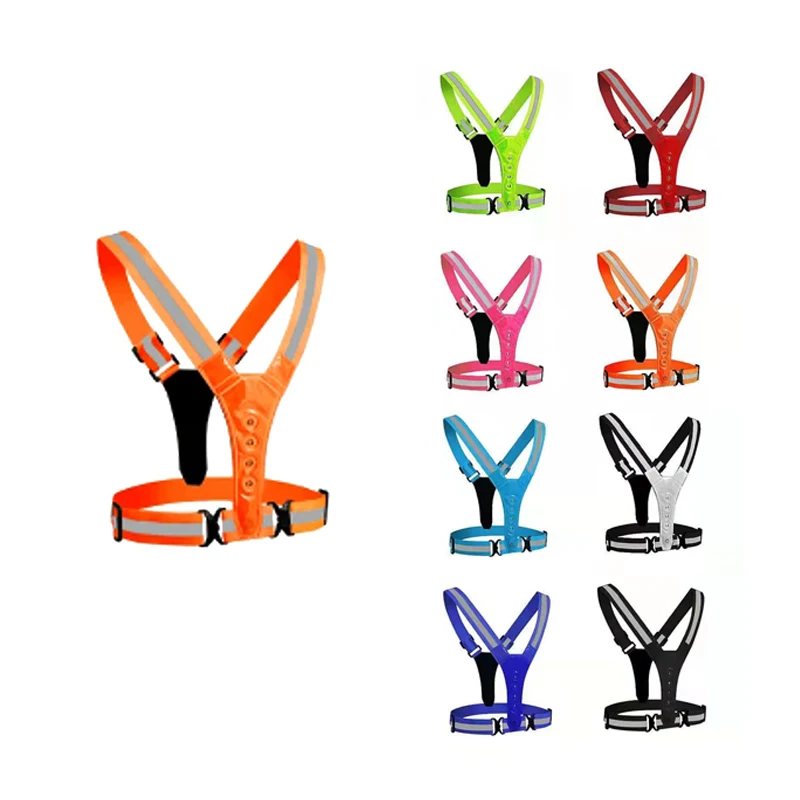 Gilet Sécurité Réfléchissant LED SAMLIOR - 5 Couleurs, 3 Modes, Rechargeable USB - Course, Vélo, Marche