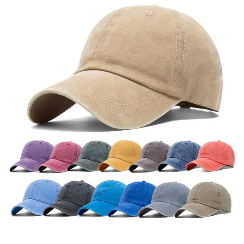 High Quality Solid Color Washed Baseball Cap Custom Logo Blank Baseball