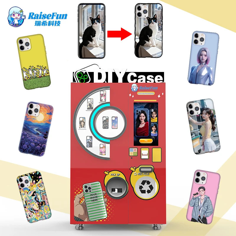 RaiseFun AI Automatic Phone Case Vending Machine High Definition UV Customization Metal Shopping Coin Operated Games