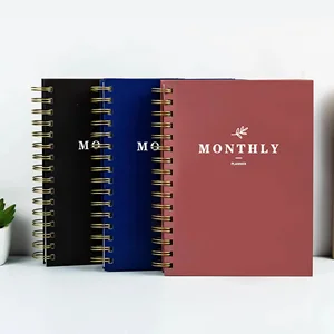 N757 2026-2026 Custom A5 Spiral Notebook Journal Monthly Planner Hardcover with Thread Sewing Binding Paper Cover