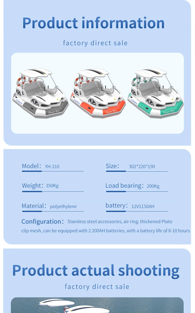 2025 New Electric Bumper Boat Inflatable Water Game Plastic for Sale Amusement Facilities