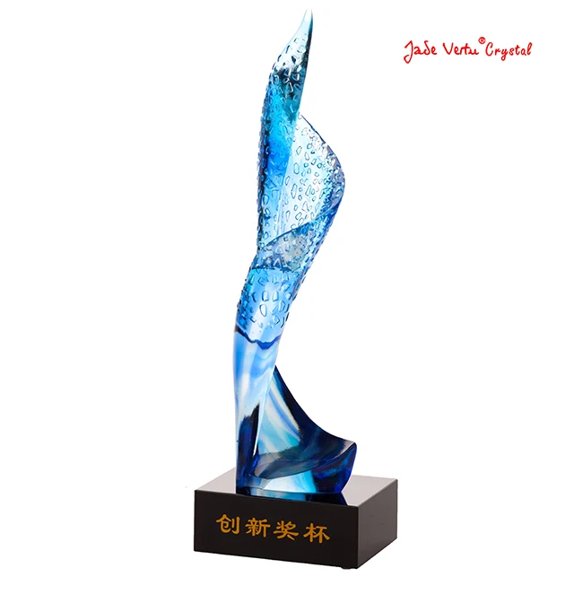 Jadevertu Creative Design Pate De Verre Crystal Trophy Excellent Employee Annual Ceremony Awardscrystal Trophy Custom