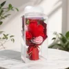6 roses+plush peach heart red